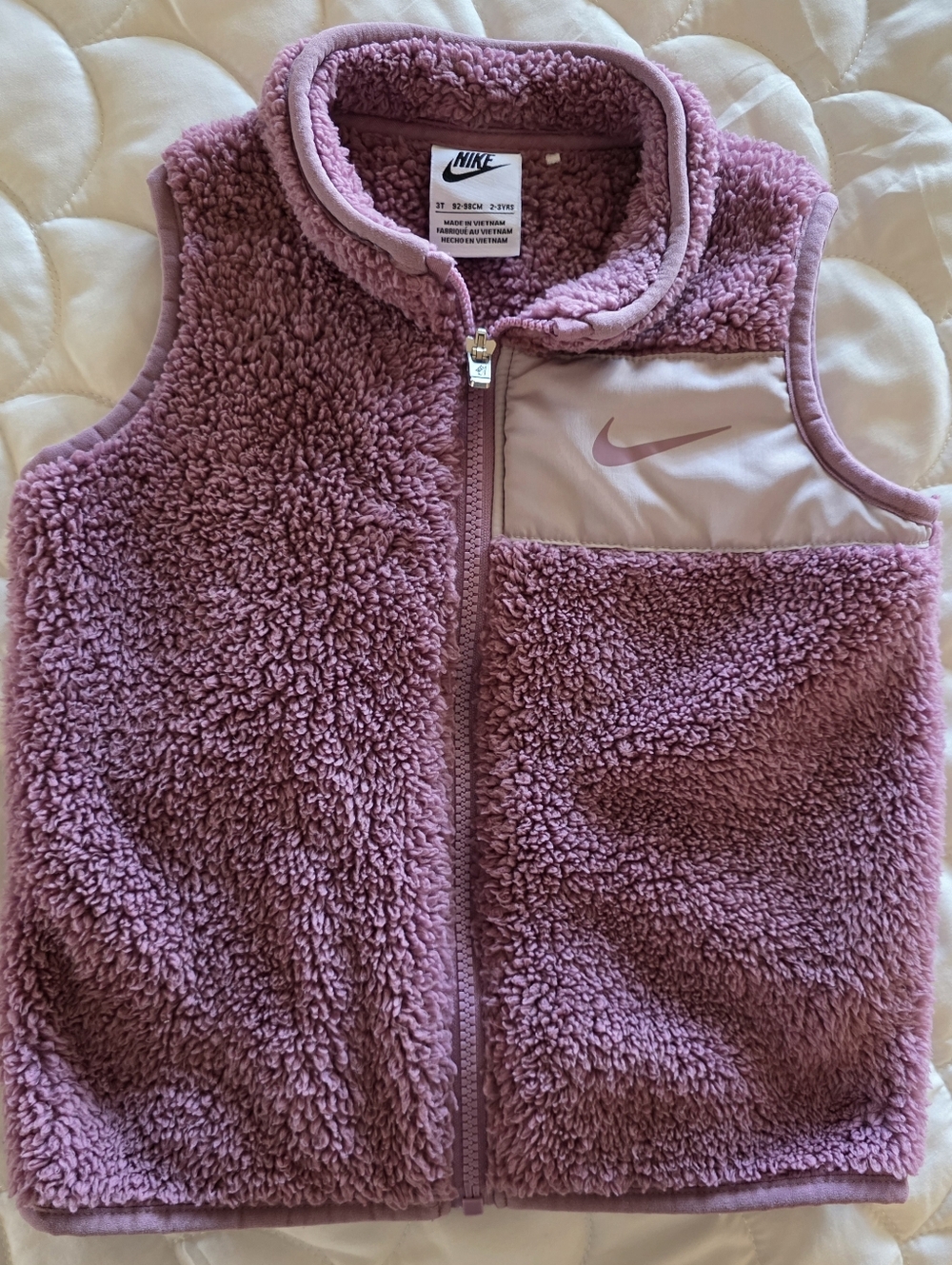 Nike Mauve Sherpa Fleece Vest with Swoosh